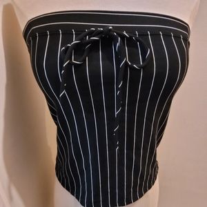 Black and white striped tube top